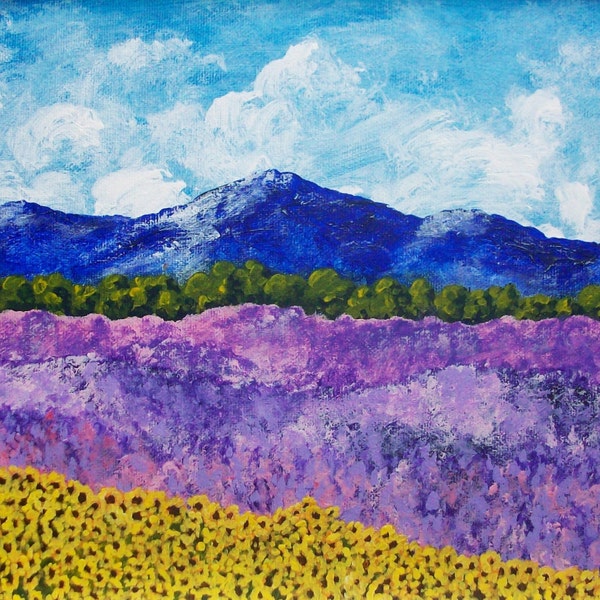 Sunflowers and Lavender In Provence (ORIGINAL DIGITAL DOWNLOAD) by Mike Kraus - art france french flowers fields farms mountains clouds gift