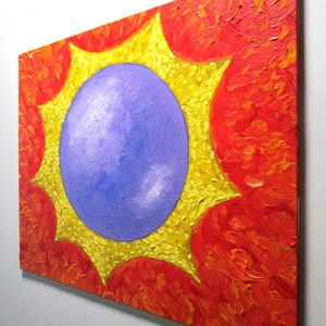 Total Solar Eclipse ORIGINAL ACRYLIC PAINTING 8 x 10 by Mike Kraus art sun moon totality Great North American outer space universe red image 2