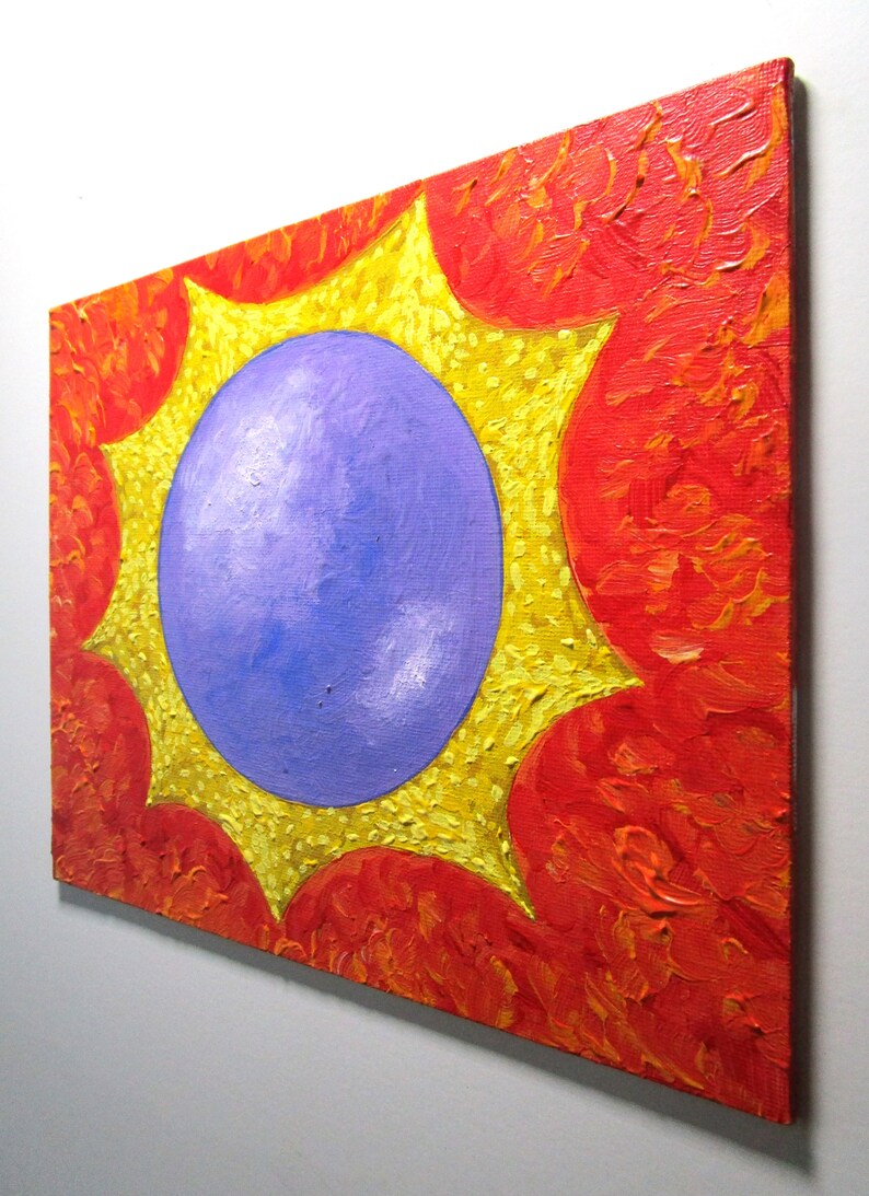 Total Solar Eclipse ORIGINAL ACRYLIC PAINTING 8 x 10 by Mike Kraus art sun moon totality Great North American outer space universe red image 2