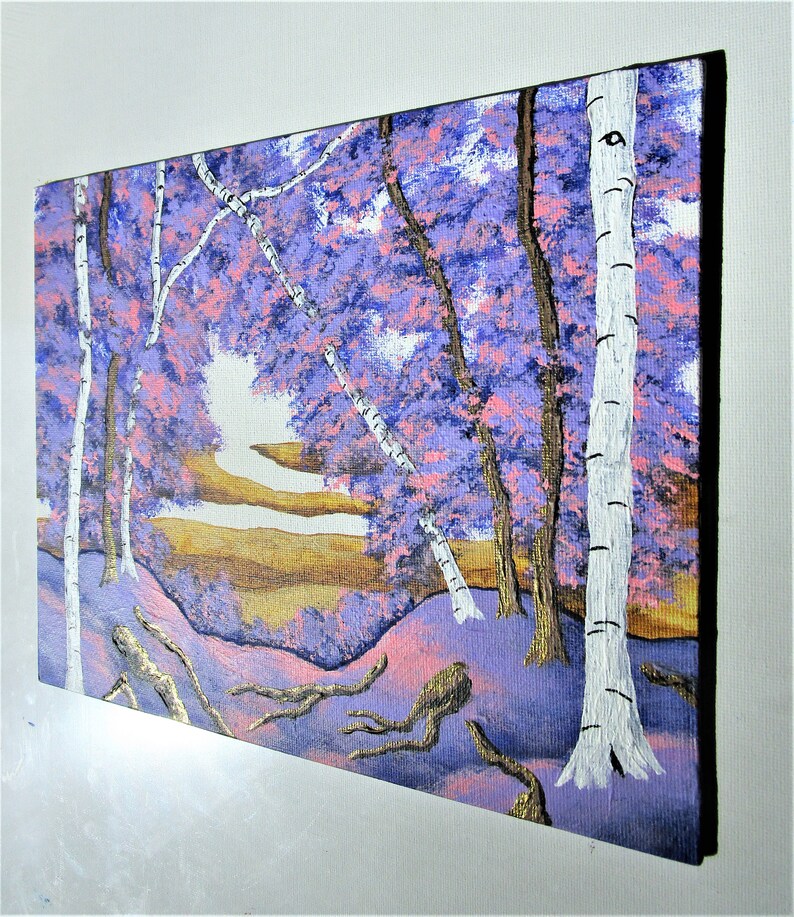 Birch Forest ORIGINAL ACRYLIC PAINTING 8 x 10 by Mike Kraus art trees aspen forests woods nature hikes hiking easter passover ramadan image 3