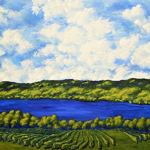 Seneca See (Original Digital Download) von Mike Kraus-Kunstwerk Fingerseen Wein im Hinterland ny Weingut Bauernhof New York Sommer- Weinberg
