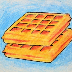 Waffle #527 (cartão colecionável do artista) 6,35 cm x 8,89 cm por Mike Kraus - aceo atc Dia dos Pais presente comida café da manhã tratar