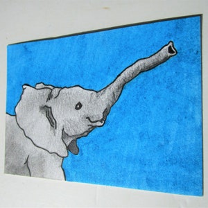 Blue Elephant 421 ARTIST TRADING CARDS 2.5 x 3.5 by Mike Kraus art aceo animals wildlife endangered conservation mother's day easter image 5