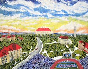 University of Kansas (KU) Campus (digital download) Mike Kraus - art universities colleges graduates football