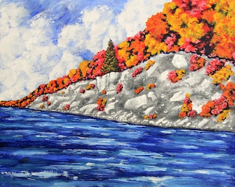 Skaneateles Lake (ORIGINAL ACRYLIC PAINTING) 8" x 10" by Mike Kraus- art finger lakes flx rosh hashanah christmas hanukkah kwanzaa eid gifts