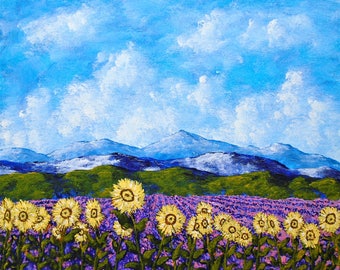 Girasoles y lavanda en la Provenza (descarga digital original) por Mike Kraus - Arte Francia francés Unión Europea flores Costa Azul