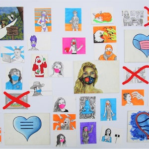 Conjunto de caja COVID-19/Coronavirus (serie de artistas) by Mike Kraus-aceo atc cartas coleccionables pinturas originales  empatía gratitud