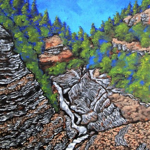 Watkins Glen (ORIGINAL ACRYLIC PAINTING) 8&quot; x 10&quot; by Mike Kraus - art upstate new york ny finger lakes home decor valley forest woods nature