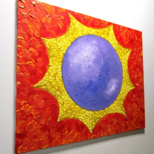 Total Solar Eclipse ORIGINAL ACRYLIC PAINTING 8 x 10 by Mike Kraus art sun moon totality Great North American outer space universe red image 4