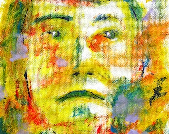 Porträtt av den abstrakta målaren: Joan Mitchell (ORIGINAL AKRYLMÅLNING) 13 x 18 cm Mike Kraus - artists foundation expressionist saic chicago