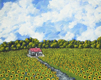 Українські соняшники (Ukrainian Sunflowers) (ORIGINAL ACRYLIC PAINTING) 8" x 10" by Mike Kraus - art ukraine peace help donate friends love