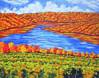 Keuka Lake (ORIGINAL ACRYLIC PAINTING) 16" x 20" by Mike Kraus - art upstate new york finger lakes ny christmas hanukkah kwanzaa chanukah