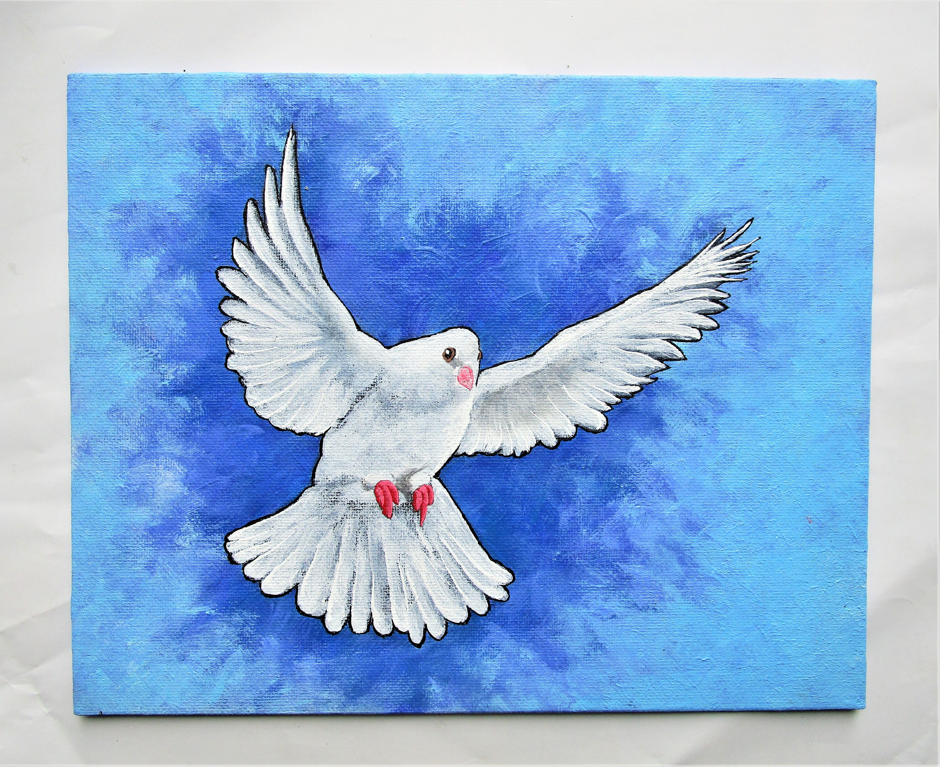アクリル画 「守護鳥」原画  F0サイズ　図案アート TOMO YAMASHITA DESIGN STUDIO. A4クリアファイル 小鳥戦隊