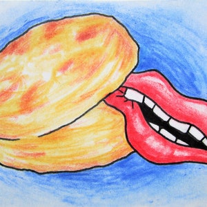 lábios de picolé #534 (cartão do artista) 6,35 cm x 8,89 cm por Mike Kraus - aceo atc Ciência economia psicologia emoções comportamental