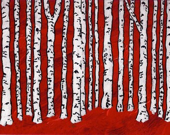 profundo bosque de abedules rojo (descarga digital original) por Mike Kraus