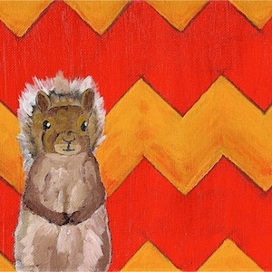 Yellow and Orange Chevron Squirrel (ORIGINAL DIGITAL DOWNLOAD) by Mike Kraus
