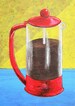 French Press (ORIGINAL ACRYLIC PAINTING) 5' x 7' by Mike Kraus - art coffee cappuccino latte espresso macchiato mocha kitchen dine labor day 