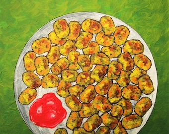 Lots of Tots (ORIGINAL ACRYLIC PAINTING)  8" x 10" by Mike Kraus - art taters mother's day mom gifts presents foodies potatoes dinner lunch