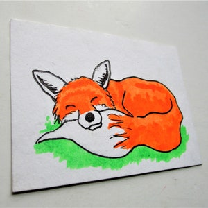 Sleeping Fox 361 ARTIST TRADING CARDS 2.5 x 3.5 by Mike Kraus aceo hands animals wildlife mother's day gifts presents cute collecting image 2