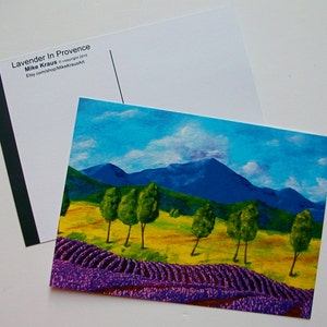 Três (3) Alfazema em Provence (impressão reprodução cartão postal) 12.7 cm x 17,8 centímetros por Mike Kraus