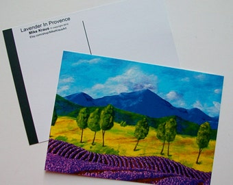 Lavender In Provence (print reproduction postcard) 5" x 7" by Mike Kraus FREE SHIPPING!
