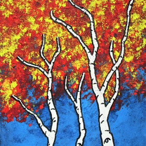 outono bétula #435 (cartão colecionável do artista) 6,35 cm x 8,89 cm por Mike Kraus - aceo atc arvores floresta bosques natureza caminhada