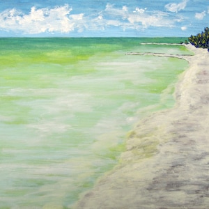Isla Holbox Im Golf von Mexiko (ORIGINAL ACRYLIC GEMÄLDE) 8 &quot;x 10&quot; Mkek Kraus - Kunst Meer texas florida louisiana amerika beach beach entspannend
