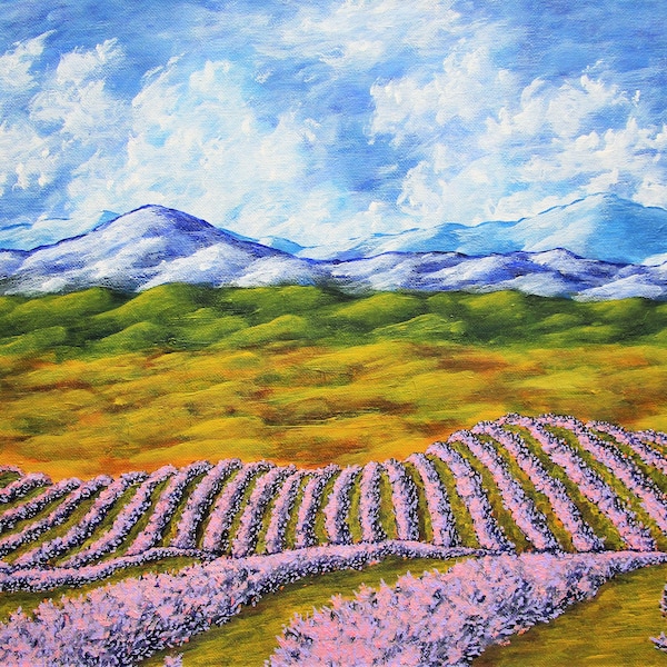 Lavender In Provence (ORIGINAL ACRYLIC PAINTING) 16" x 20" by Mike Kraus - art france french flowers cote d'azur landscapes valentine's day