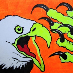 garras do seu rosto! #427 (cartão colecionável do artista) 6,35 cm x 8,89 cm por Mike Kraus - aceo atc águias pássaros Dia Armistício saúde