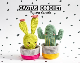 かぎ針編みのパターン。あみぐるみのサボテンと植木鉢。DIY かぎ針編み
