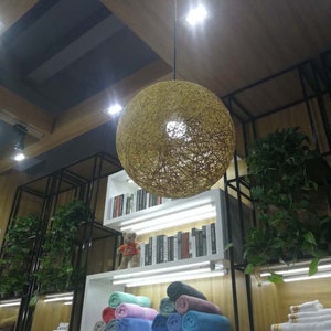 Handwoven Paper Rope Globe Pendant Light - Customizable Colors