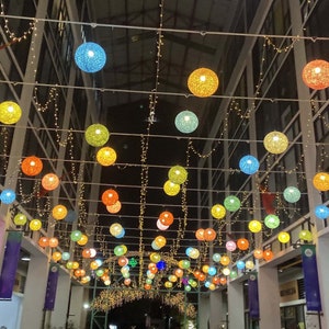 Colorful Hemp Rope Sphere Pendant Light - Globe Chandelier