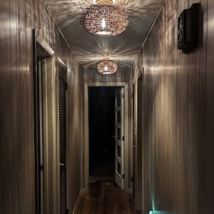 Rattan Ceiling Light,Flush Mount Lighting,Handmade Ceiling Lighting Fixture,Eco-Friendly Ceiling Light,Rattan Ceiling Lamp,Corridor Lighting