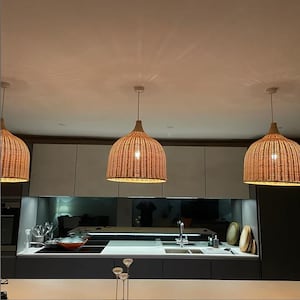 Hand woven Bell Shaped Rattan Pendant Lights Home Living Lighting Drop Lamps Ceiling Lamps Decor Lighting Basket Rattan Pendant Lights Etsy