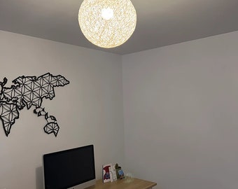Handmade Paper Rope Sphere Pendant Light: Customizable Size & Color
