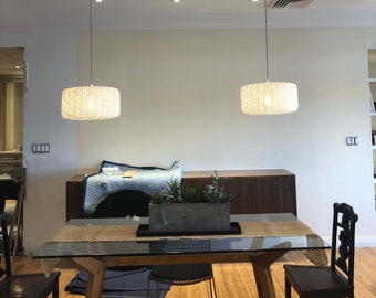 Lámpara colgante de cuerda de cáñamo blanca - Lámpara moderna con forma de neumático