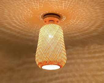 Small Bamboo Lighting Width 20cm Height 25cm- 110-240V50-60Hz Rural Lighting Free Shipping Worldwide Rustic Pendant Light