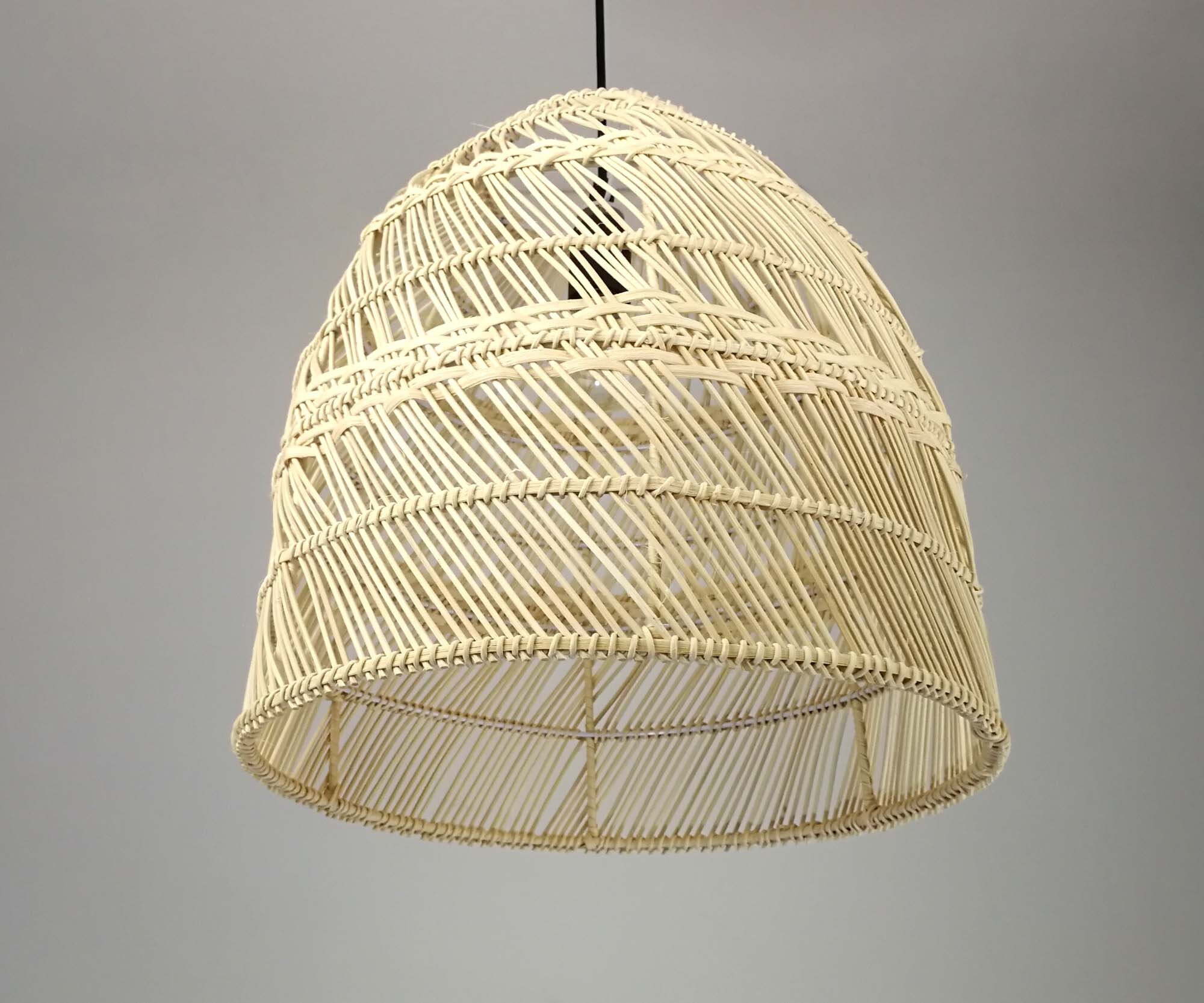 Bell Rattan Pendant Light – Woven Lampshade, Natural Finish (14.5'') - Etsy