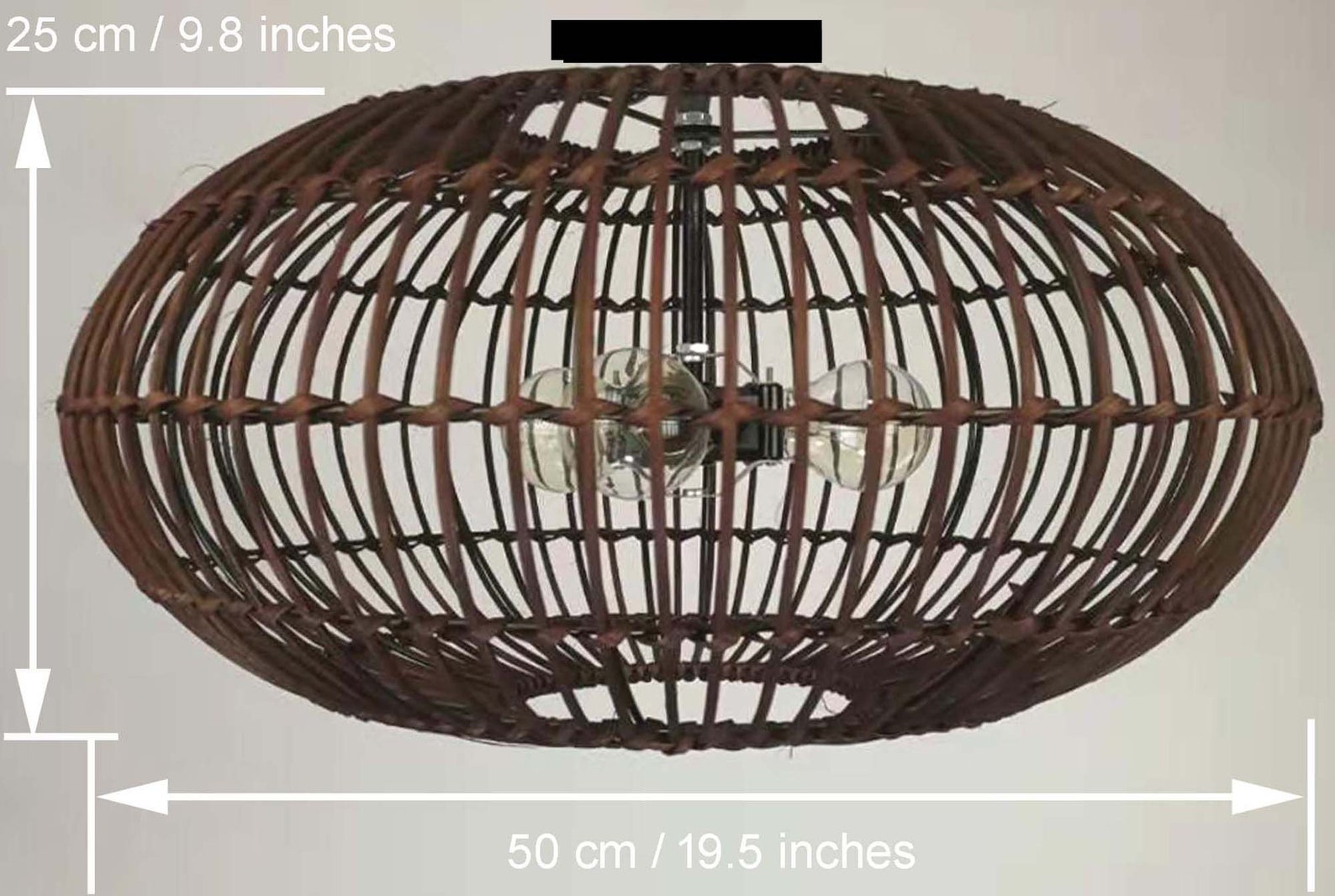 Oval Rattan Flush Mount Lighting Fixture Low Ceiling Lamp Etsy