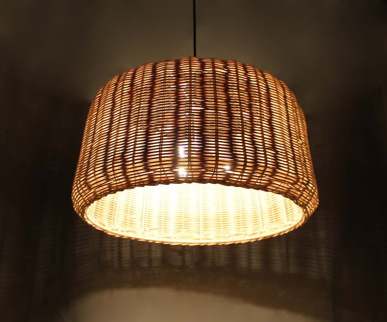 Circular Truncated Cone Shaped Pendant Light Rattan Pendant Light Three Light Bulb Sockets 110-240V/50-60Hz Free Shipping Worldwide image 1