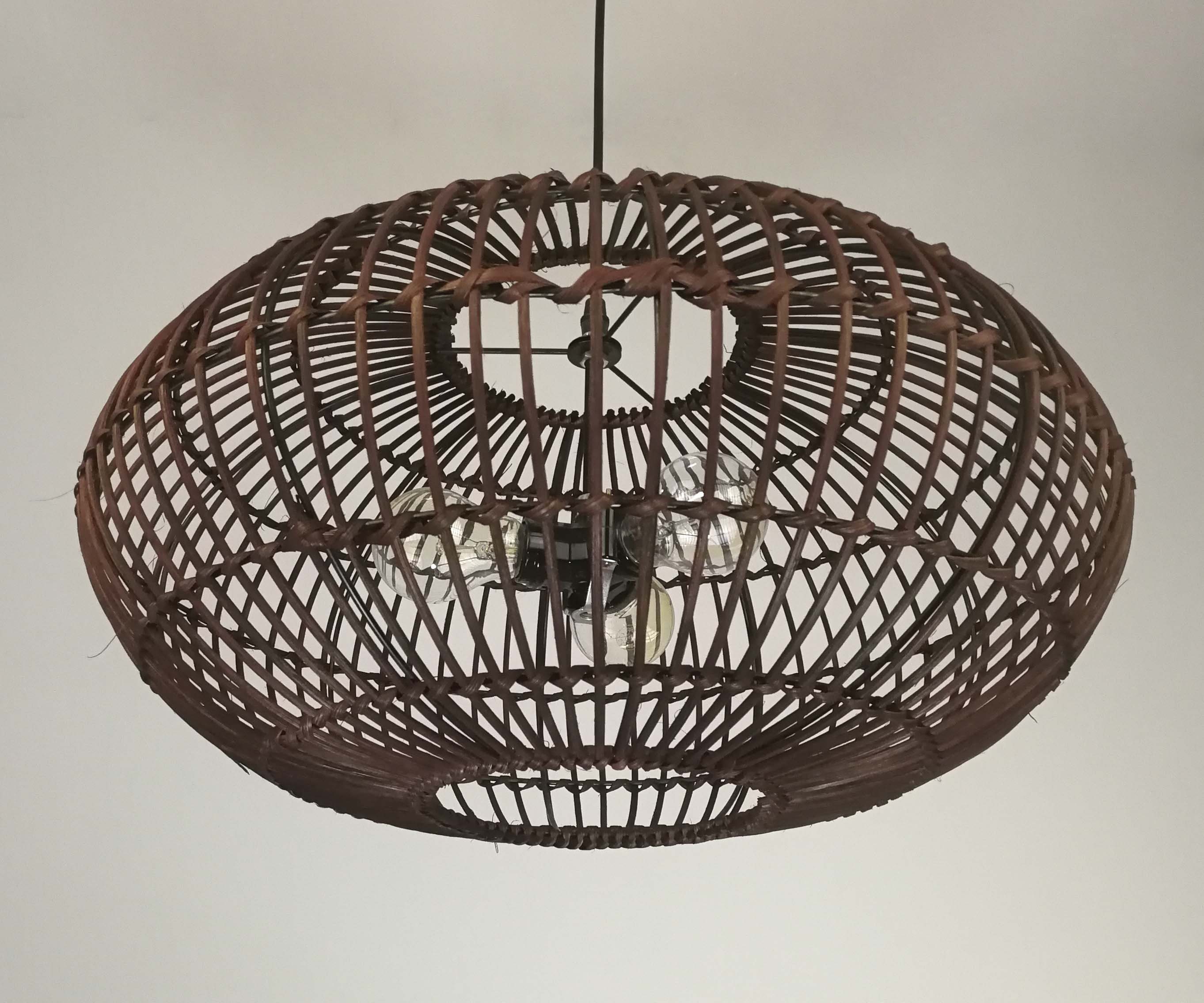 Rattan Basket Pendant Light with one Lampholder-110-240V50-60Hz Natural Rattan Color or Black Color