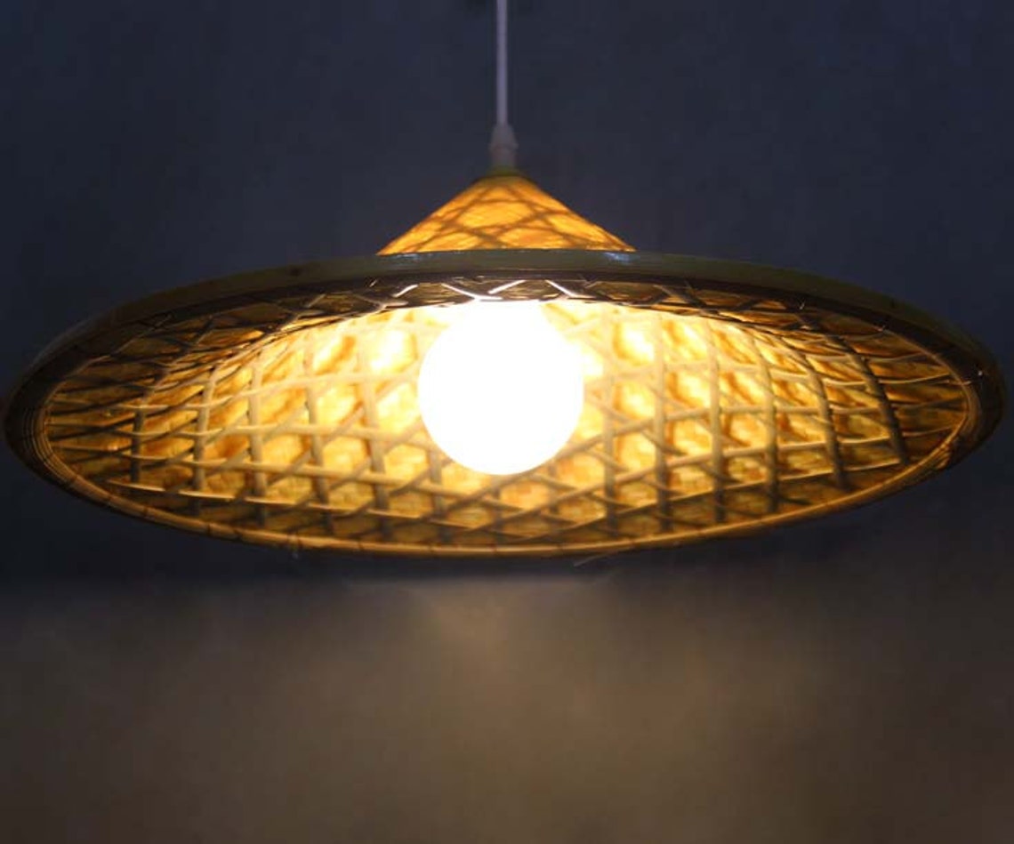 Bamboo Hat Pendant Lightingchandelierceiling Lampbar or Etsy