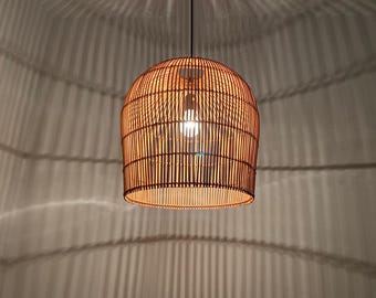 Lámpara colgante de ratán tejido a mano, lámpara de techo, pantalla de 30 cm/38 cm de ancho, 4 opciones de color