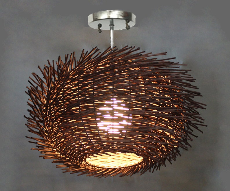 Flush Mount Bird Nest Shape Rattan Lightings Ceiling Lighting Decorative Corridor Lamps Hallway Bar Lamp Entryway