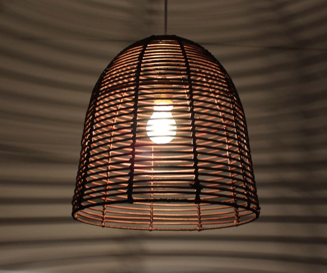Rattan Pendant Light, Wicker Hanging Lamp, Boho Lighting Fixture - Etsy