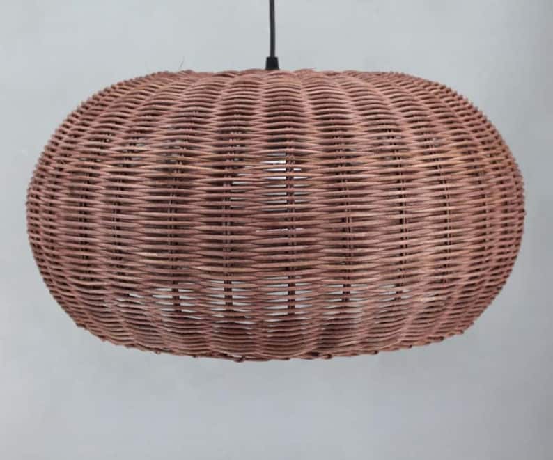 Brown Rattan Lighting Fixtures Rattan Lamp Wicker Lighting Etsy