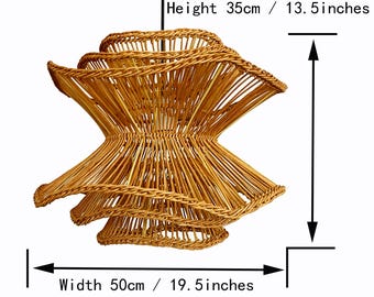 Handgeflochtene Rattan Hängeleuchte, Erdbraun, zwei Größenoptionen Breite 40cm oder 50cm