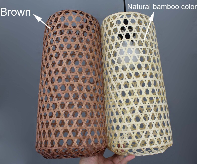 Natural Bamboo or Brown Rustic Style Bamboo Pendant Light - 10 - Pendant Lighting - iD Lights image