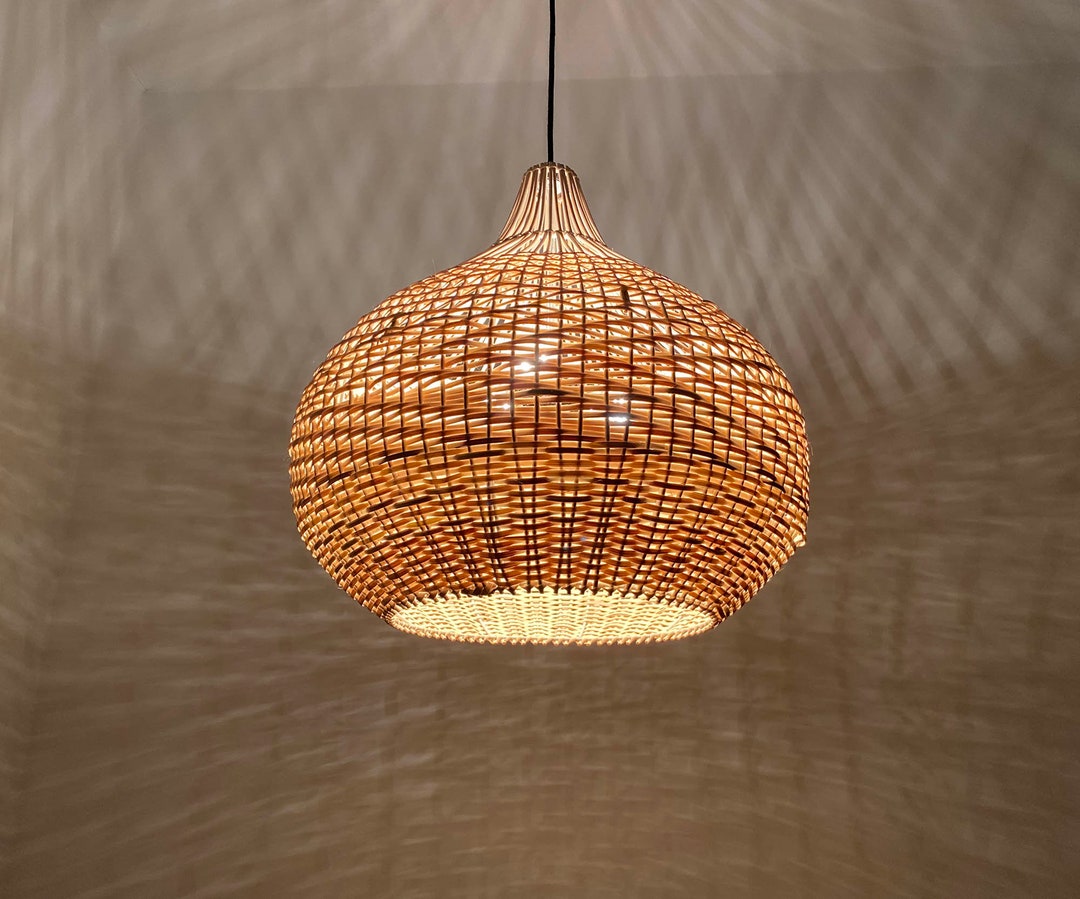 Handwoven Rattan Pendant Light, Gourd-shaped Island Ceiling Light ...