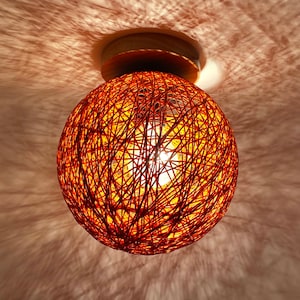 Orange Paper Rope Ball Flush Mount Ceiling Lamp (9.8&#39;&#39;)